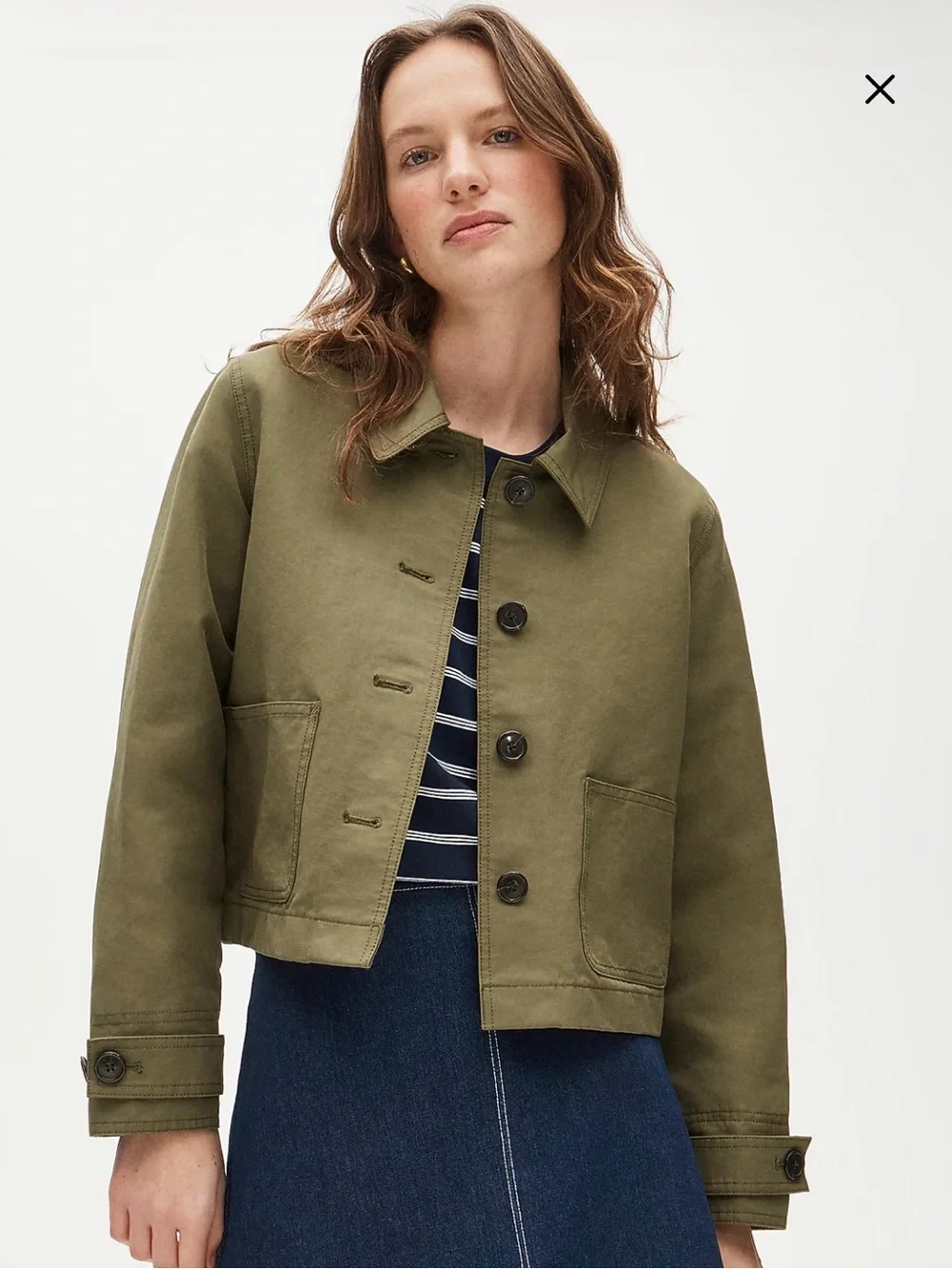 NWT. J. Crew Olive Green Cropped Barn Jacket in Chino